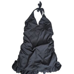 SPANX Love Your Assets Swim Dress Black Lined Slimming Swimsuit Women's Large